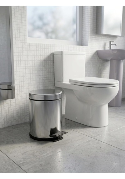 3 Litre Paslanmaz Çelik Pedallı Çöp Kovası - Banyo Ve Mutfak Tipi Metal Çöp Kutusu - Gümüş Çok Renkli