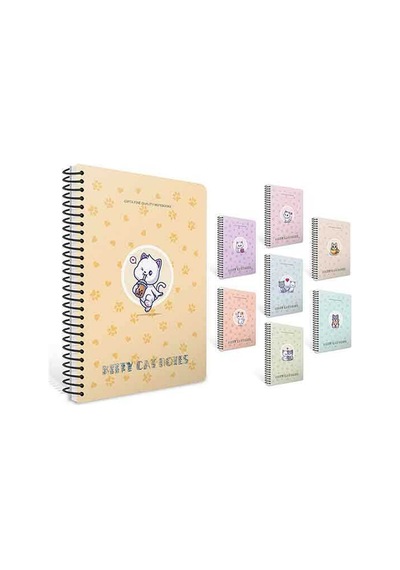 Gıpta A4 80 Yaprak Kareli Kitty Cat Spiralli Pp Kapak Defter 7280000 Standart
