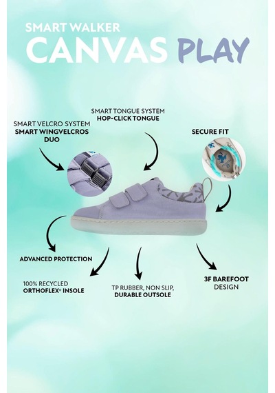 Smart Walker Canvas Play Lila Barefoot Çocuk Ayakkabı