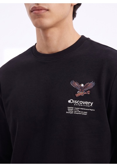 Discovery Expedition D6wm-swt3793 Siyah Erkek Bisiklet Yaka Rahat Kalıp Cepsiz Sweatshirt