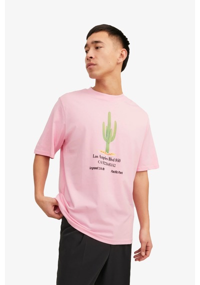 Jack & Jones Jack   Jones Jorgrocery Tee Ss Crew Neck Erkek Pembe Tişört Pembe