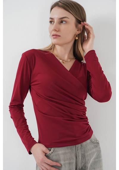 Bigdart 939 Anvelop Yaka Sandy Bluz - Bordo