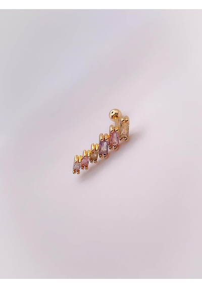 Lexroo Renkli Dörtgen 6 Taşlı Kıkırdak Helix Piercing 1adet Çok Renkli