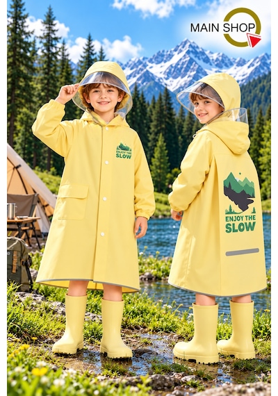 Mainshop Şeffaf Siperlikli Çıtçıtlı Ve Fermuarlı Taşıma Çantalı 4 Renk Çocuk Yağmurluk 9-10 Yaş L - Xl Bej