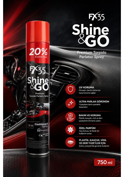 Shine & Go Antistatik Plastik Konsol Ve Iç Plastik Parlatıcı Vanilya Muz Kokulu 750 Ml 1 Adet