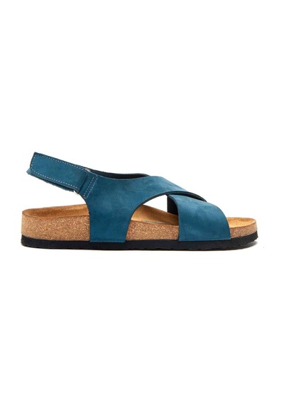 Comfortfusse Fayette - Erkek Ortopedik Hakiki Deri Sandalet Lacivert Nubuk Deri