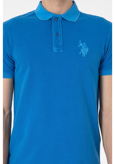 U.S. Polo Assn. Erkek Slim Fit Polo Yaka Kobalt Yıkamalı Basic Tişört 50305995-VR077