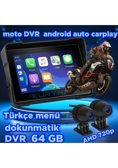 5 İnç Dokunmatik Moto Dvr Carplay Ve Android Auto Türkçe Menü