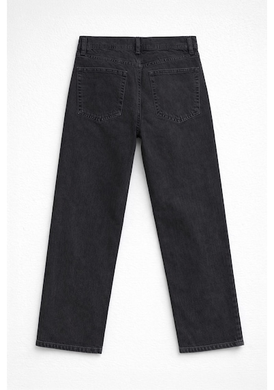 Kadın Antrasit Yüksek Bel Straight Fit Jean Pantolon