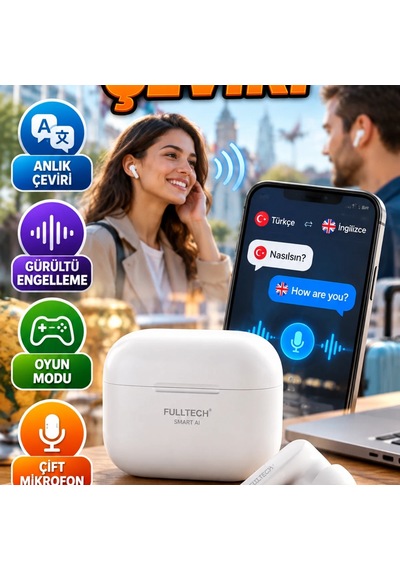 Gerçek Zamanlı Çeviri Özellikli Tws Kulaklık Gürültü Engelleme Ve Oyun Modu 00
