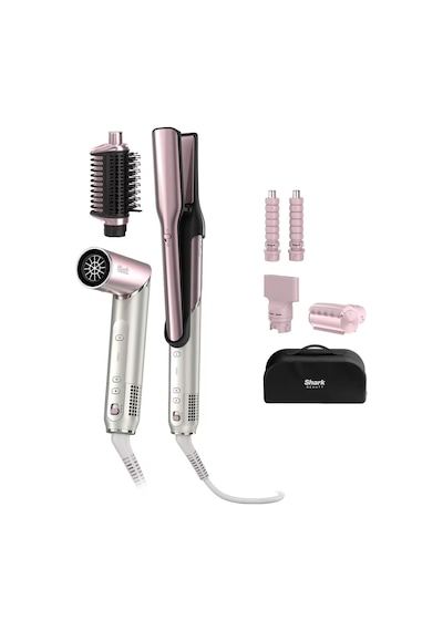 Shark Glam 5 Başlıklı Düz,dalgalı Ve Bukleli Çok Amaçlı Saç Şekillendirici - Pembe
