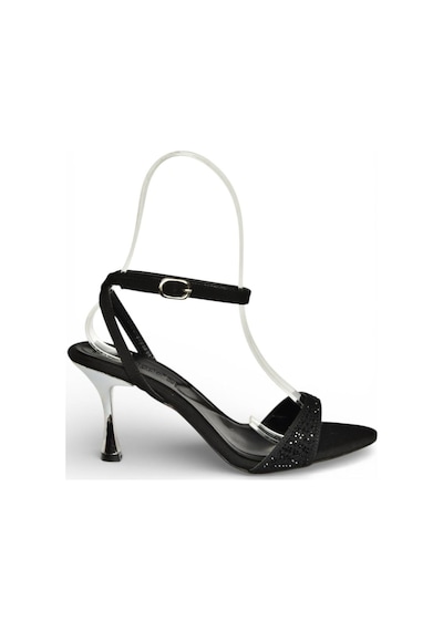 Fox Shoes Y820012004 Siyah Kumaş İnce Metal Topuklu Kadın Abiye Ayakkabı Siyah