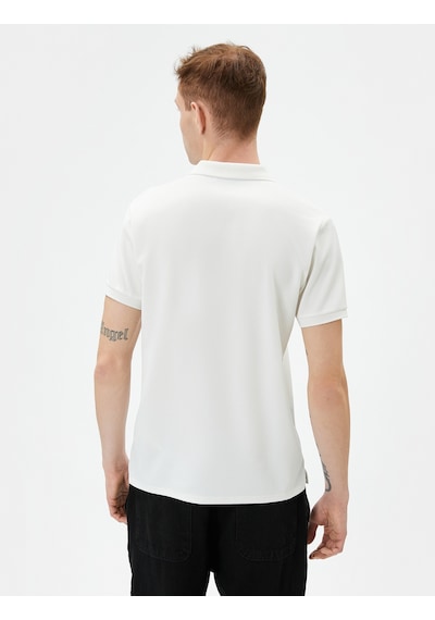 Koton Yakalı Tişört Slim Fit Düğmeli Kısa Kollu Beyaz 4sam10002mk Beyaz