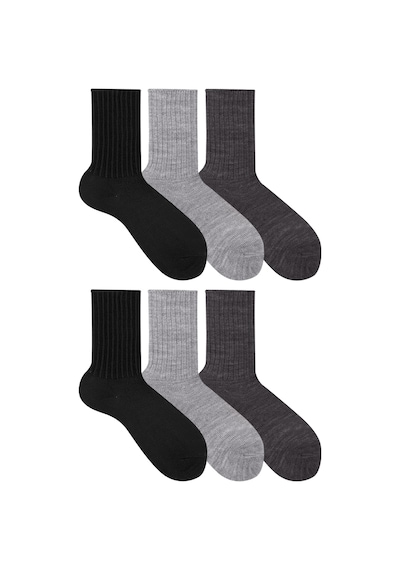 Ozzy Socks Soft Touch Kışlık Yünlü Kadın Uyku Çorabı 6'lı Siyah - Gri - Antrasit