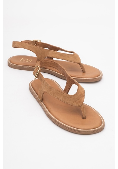 Luvishoes Luvi Shoes Belinda Toprak Süet Hakiki Deri Kadın Parmak Arası Sandalet Toprak