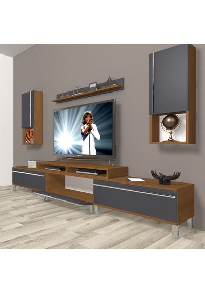 Decoraktiv Ekoflex 270ta Mdf Krom Ayaklı Tv Ünitesi Tv Sehpası Ceviz - Antrasit Decoraktiv Ekoflex 270ta Mdf Krom Ayaklı Tv Ünitesi Tv Sehpası Ceviz - Antrasit