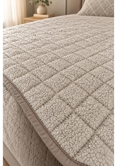 Cloud Soft Çift Taraflı Mikrofiber Peluş Çift Kişilik Yatak Örtüsü 200x220 Cm Vizon