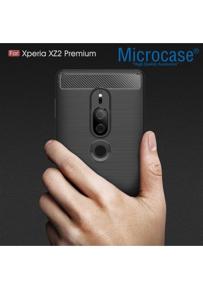 Microcase Xperia Xz2 Premium Brushedcarbonfiber Silikon Kilif+Cam 281155804 - Seçenek / Cam Koruma-Cam Istemiyorum