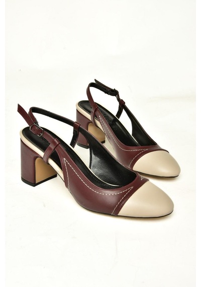 Fox Shoes U820025309 Bordo/ten Kalın Topuklu Kadın Ayakkabı Bordo