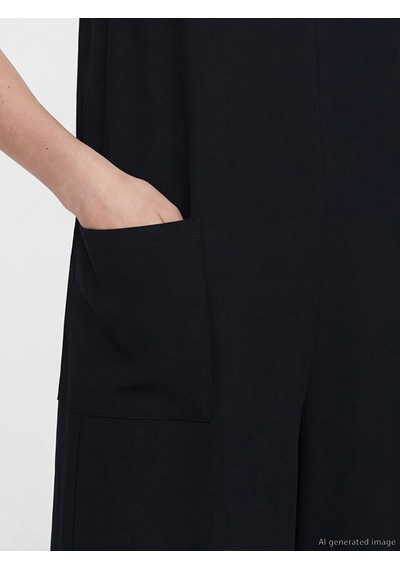 Lcw Comfort Siyah V Yaka Askılı Kadın Tulum