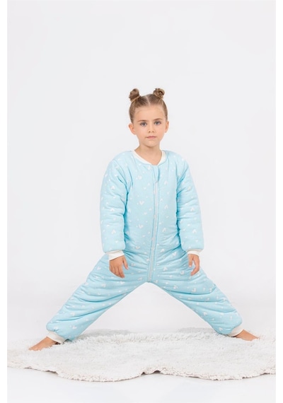 Cantoy Kız Erkek Çocuk Kalın Elyaf Dolgulu Premium Kalite 2.5 Tog Desenli Uyku Tulumu Turkuaz