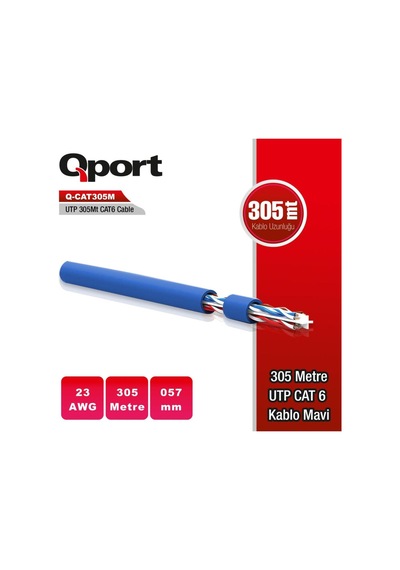 Q-cat6m 305m Cat6 Mavi 23awg Kablo