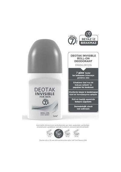 Deotak Invisible Erkek 7 Güne Kadar Etkili Roll-On Deodorant 35 ML x 2 Adet
