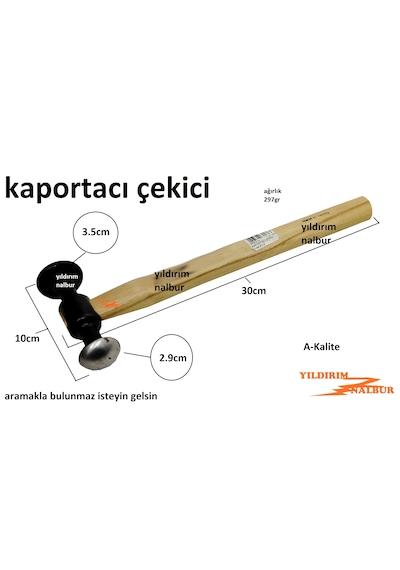 Kaportacı Çekiç Kaportacı Çekici Yumurta Kafa Yuvarlak Baş Siyah