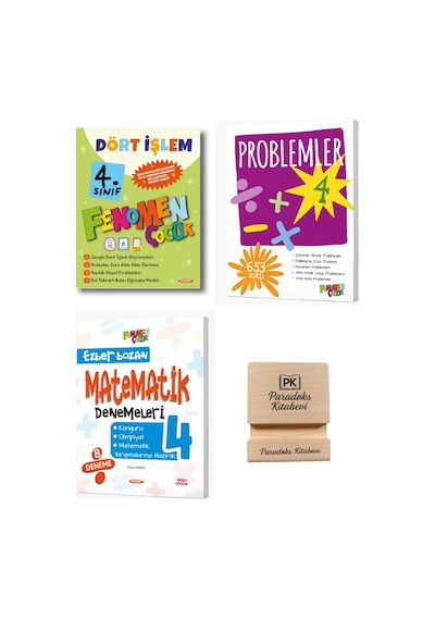 Fenomen 4. Sınıf Dört İşlem Problem Ve Matematik Denemeleri 3lü Set + Telefon Standı