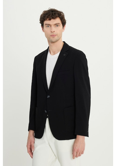 AC&Co / Altınyıldız Classics Erkek Sıyah Pamuklu Slim Fit Dar Kesim Armürlü Esnek Torba Cepli Blazer Ceket Siyah AC&Co / Altınyıldız Classics Erkek Sıyah Pamuklu Slim Fit Dar Kesim Armürlü Esnek Torba Cepli Blazer Ceket Siyah