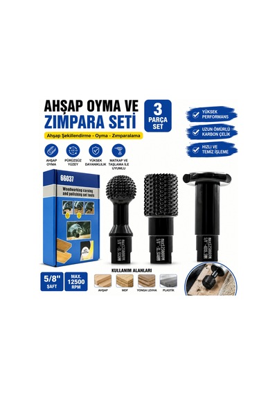 Senbang 3 Parça Ahşap Oyma Freze Seti 5/8 Şaft Ahşap Şekillendirme, Oyma Ve Zımparalama Rasp Uç Seti