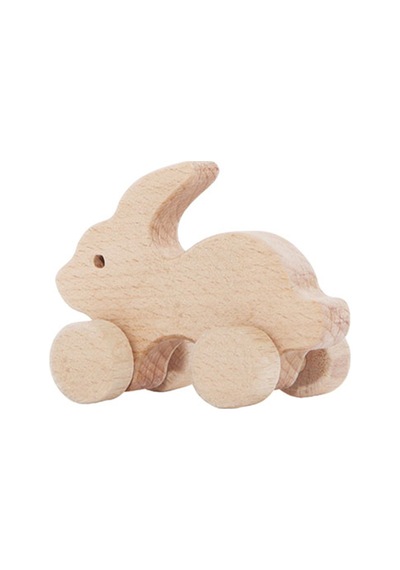 Cwwtoys Zıpzıp Tavşan Boyasız Ahşap Hayvan Figürü, Masif Kayın, 18 Ay+