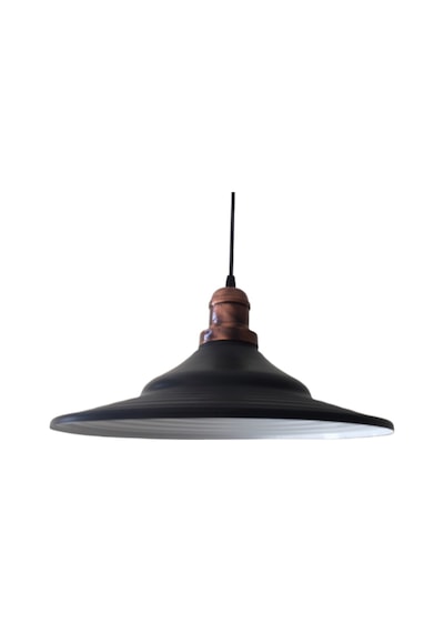 Riolight Retro Metal Sarkıt Avize Siyah Içi Beyaz Mat Bakır Askı