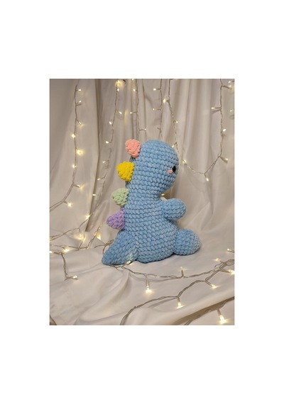 El Yapımı Tek Parça Tığ İşi Peluş: Jumbo Dino Amigurumi Çok Renkli
