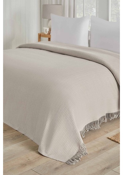 Çift Kişilik Pike Örtü 200x220 Cm Krem