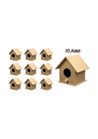 Kuş Evi 10 Adet 10x10x13 Cm Boyanabilir Kuş Yuvasi.