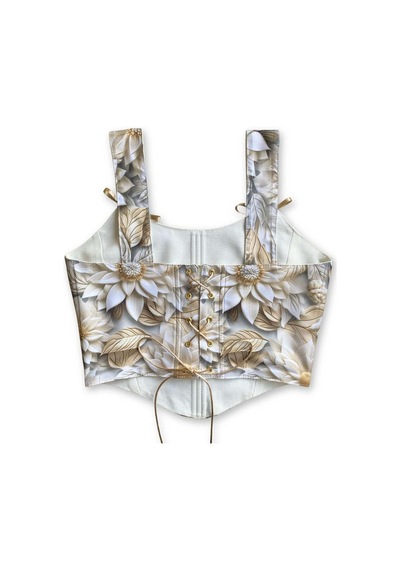 L'aura Corset Lotus Çiçek Desenli Bayan Korse Büstiyer Çok Renkli