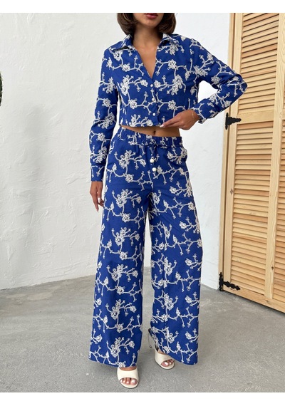Verymoda Süzüne Nakışlı Pantolon F1927 Saks