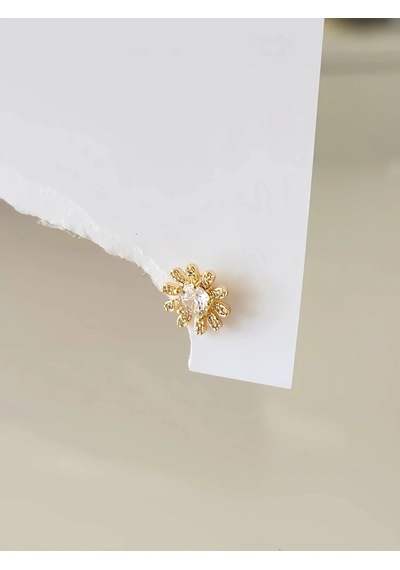 Çiçek Model Kıkırdak Piercing Tragus Helix Altın Gold Renk Küpe Gold