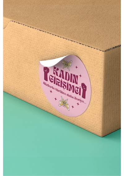 Kadın Girişimci Yuvarlak Sticker Paket Etiketi 3x3cm St2412 Çok Renkli