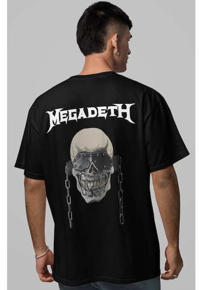 Megadeth Rock Metal Müzik Grubu Sırt Baskılı Unisex Oversize Tişö Siyah