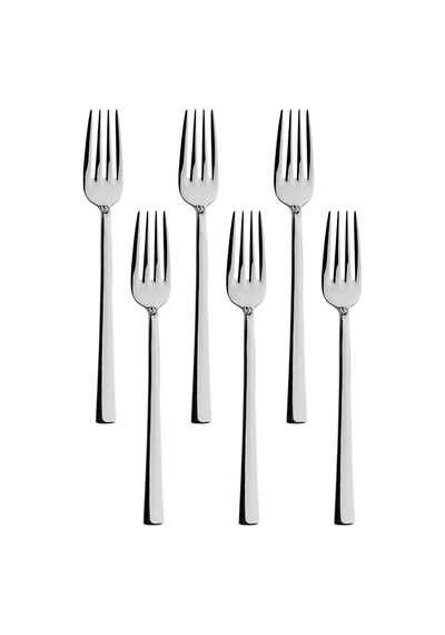 Gümüş Tatlı Çatalı Seti, Paslanmaz Çelik, 16 Cm, Metalik, Titanyum Kaplama, 6 Adet Diğer