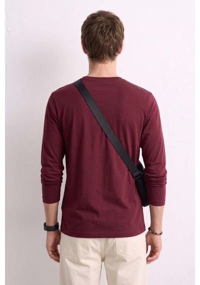 Barrels And Oıl Erkek Bisiklet Yaka İnce Sweatshirt 5074 - Vişne Vişne
