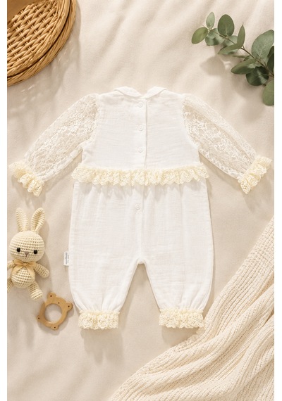 Babyhola Premium Kalite Dantel Detaylı Yenidoğan Kız Bebek Kutulu Hediyelik Hastane Çıkışı 10lu Set 15492 Ekru