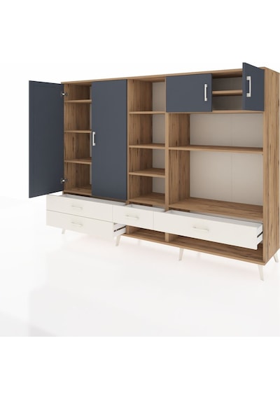 Hyperion Dolap 12 Raflı 4 Çekmeceli 4 Kapaklı 220x44x163 Çam-antr Çam-antrasit/aytaşı Hyperion Dolap 12 Raflı 4 Çekmeceli 4 Kapaklı 220x44x163 Çam-antr Çam-antrasit/aytaşı