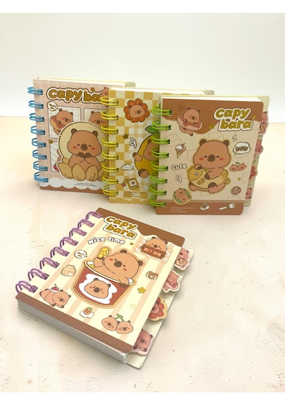 Capy Bara Not Defteri - Mini Telli A7 Not Defteri - Mor