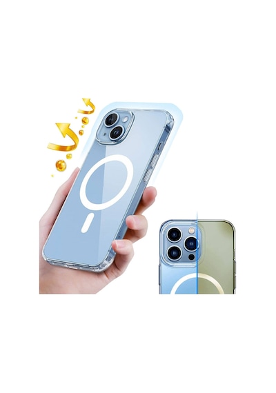 Kilifone - Apple Uyumlu iPhone 15 Plus - Kılıf Magsafe Şarj Özellikli Şeffaf Sert Pc Embos Kapak - Şeffaf