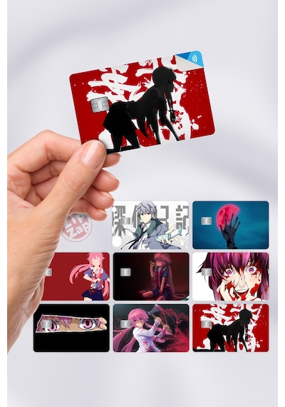 Mirai Nikki Kart Kaplama Sticker 7 Adet Çok Renkli