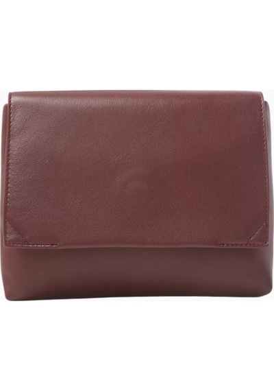 Studio Amelia Studıo Amelıa Sheath Bordo Deri Katlamalı, Manyetik Kapaklı Kadın Clutch Çanta