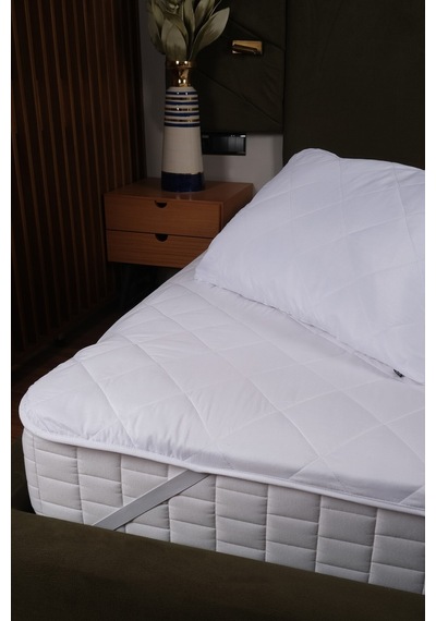 Quito Serisi Tek Kişilik Kapitone Sıvıgeçirmez Yatak Koruyucu Alez 90x190cm Beyaz
